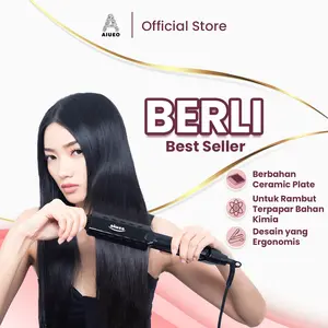 [KHUSUS CREATOR] Catokan AIUEO Berli 8099 - Alat Catok Rambut 8099 3IN1 Hair Straightener - Blow - Curly - untuk Meluruskan dan Kriting Rambut Yang Terpapar Bahan Kimia Curly Straightener - Warna Hitam Sisir