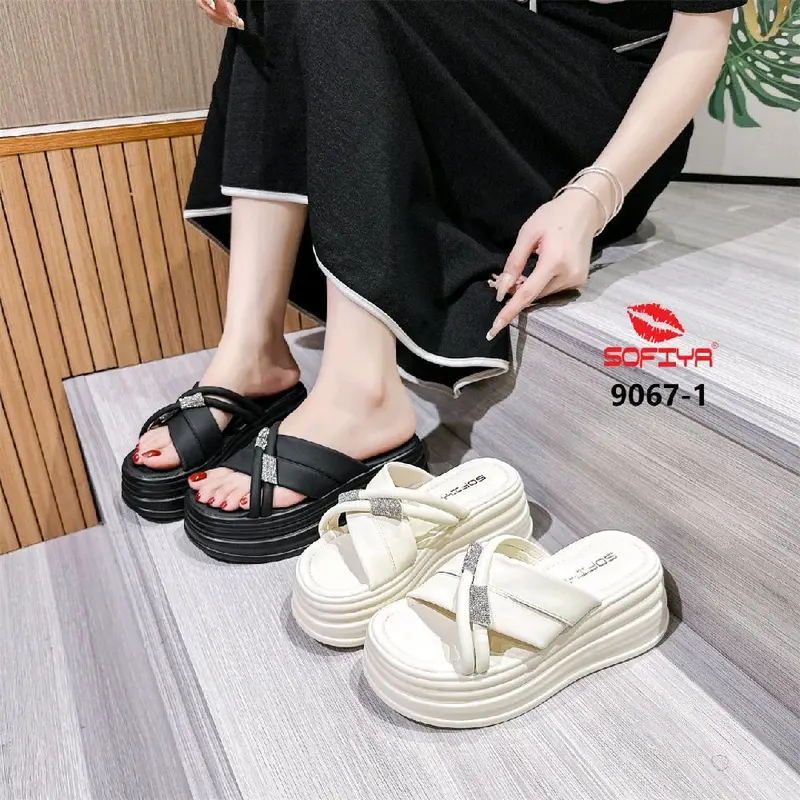 Sandal wedges wanita original sofiya 9067-1 terbaru Sandal kasual Anti slip Sendal Karet 0