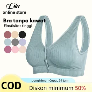 ANELMOMMY Bra Menyusui Bra Bukaan Depan Tanpa Kawat Katun Elastis Cocok Untuk Ibu Hamil 1018bra