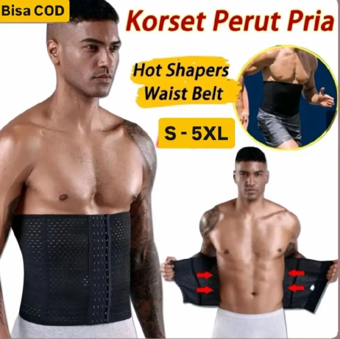 Korset Cowok Premium 13 Kait Pelangsing Perut Buncit Pria | Slimfit Corset Man Waist Belt