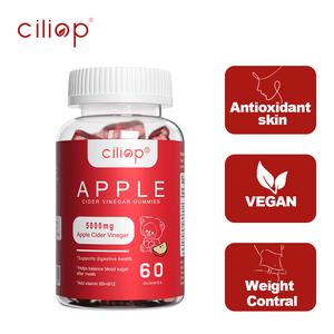 ciliop Apple  Apple Cider Vinegar Gummies 5000mg setiap hidangan Vitamin B9 Vitamin B12 Makanan Tambahan 60 Gummies Perisa Epal Vegan