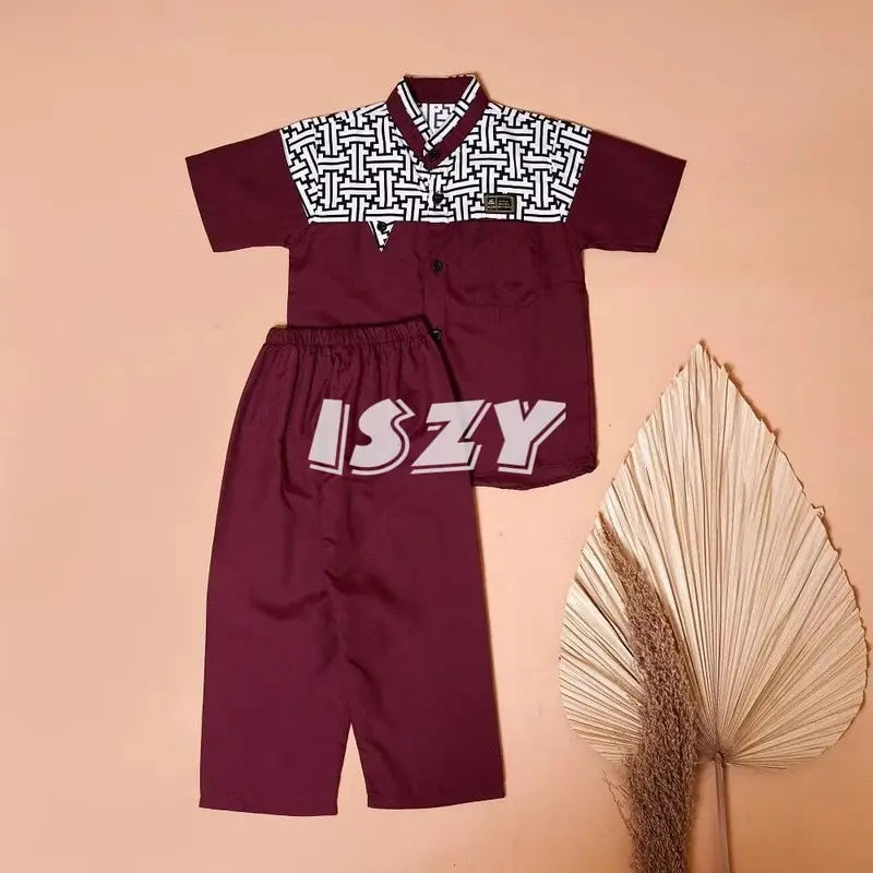 SETELAN BAJU KOKO FALCON BUSANA MUSLIM ANAK LAKI-LAKI SIZE S-3XL LENGAN PENDEK 4