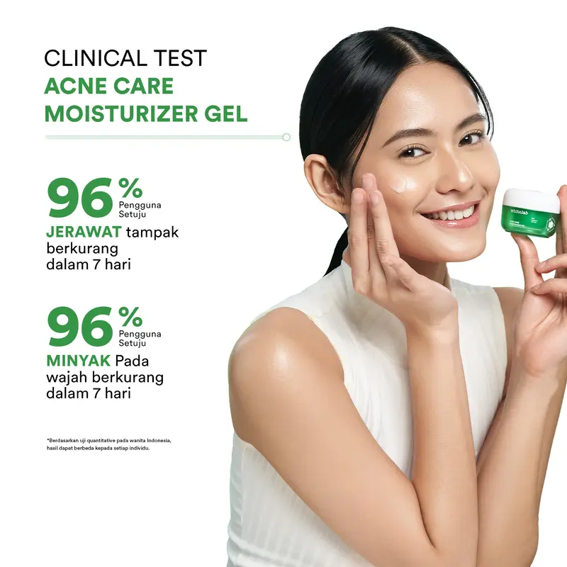 [SPECIAL RACUNINSKINCARE] WHITELAB ACNE CARE MOISTURIZER GEL - PELEMBAP KULIT WAJAH UNTUK MENENANGKAN DAN MEREDAKAN JERAWAT PAGI MALAM DENGAN BHA, MUGWORT & TEA TREE [BPOM] Berjerawat Treatment 4