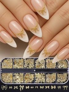 Adornos para uñas con lazo de cinta Kawaii, Decoraciones de metal para arte de uñas estilo japonés, Joyería para uñas DIY para uso en casa o salón