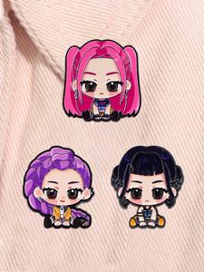 Set de 3 piezas de Pins de esmalte KPop Demon Hunters, RUMI MIRA ZOEY, grupo de chicas idol, broches de aleación, insignias para mochila o solapa, accesorios de bisutería, regalos para amigos