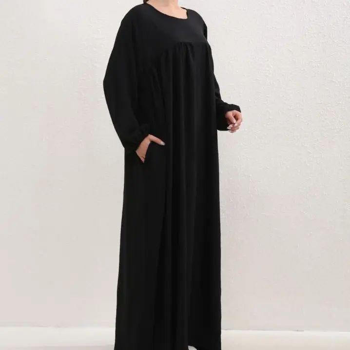 [Ramadan promotion] Latest model Crepe abaya ,maxi dress loose-fitting arabic clothing muslim dress A-Line Plain