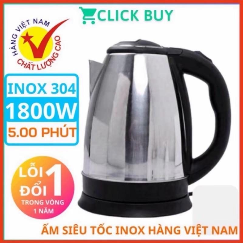 Âm Đun Nước 1,8L Không Lo Quá Nhiệt, tự ngắt an toàn, chất liệu inox an toàn cho sức khỏe