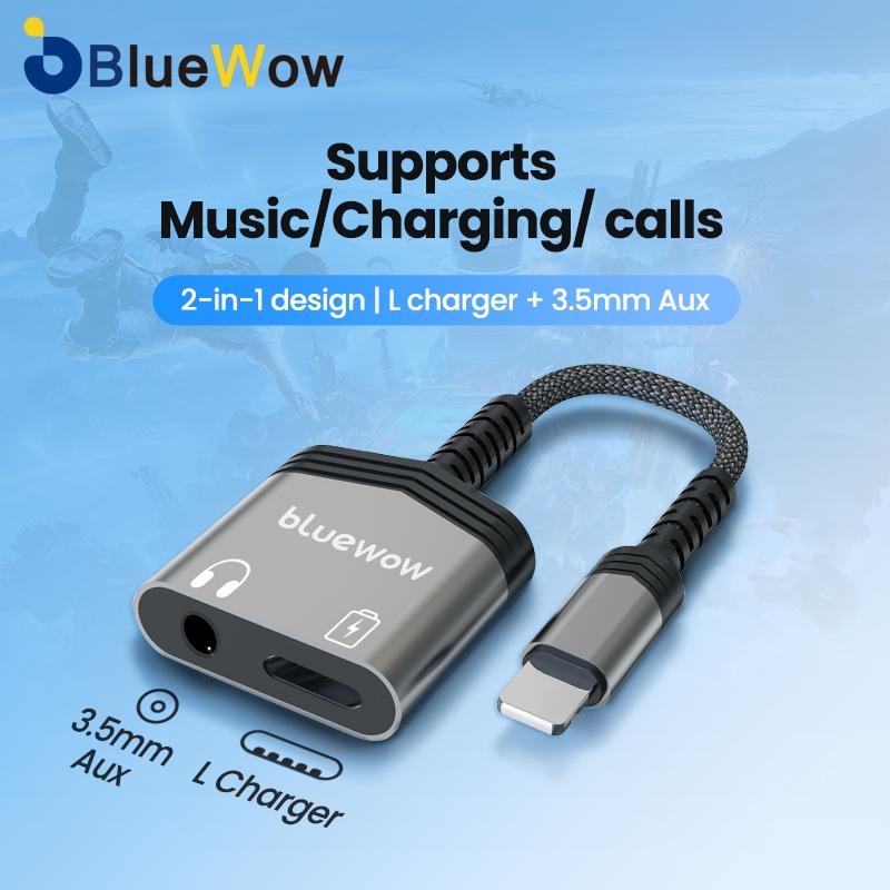  Bộ Chuyển Đổi Cáp Lightning Sang AUX   Type-C BlueWow 2 Trong 1 Dành Cho iPhone Lightning Tương Thích Với iPhone 12 13 Và 14 Pro Đầu Nối Tai Nghe Bộ Chia Âm Thanh Phụ Kiện iPhone 