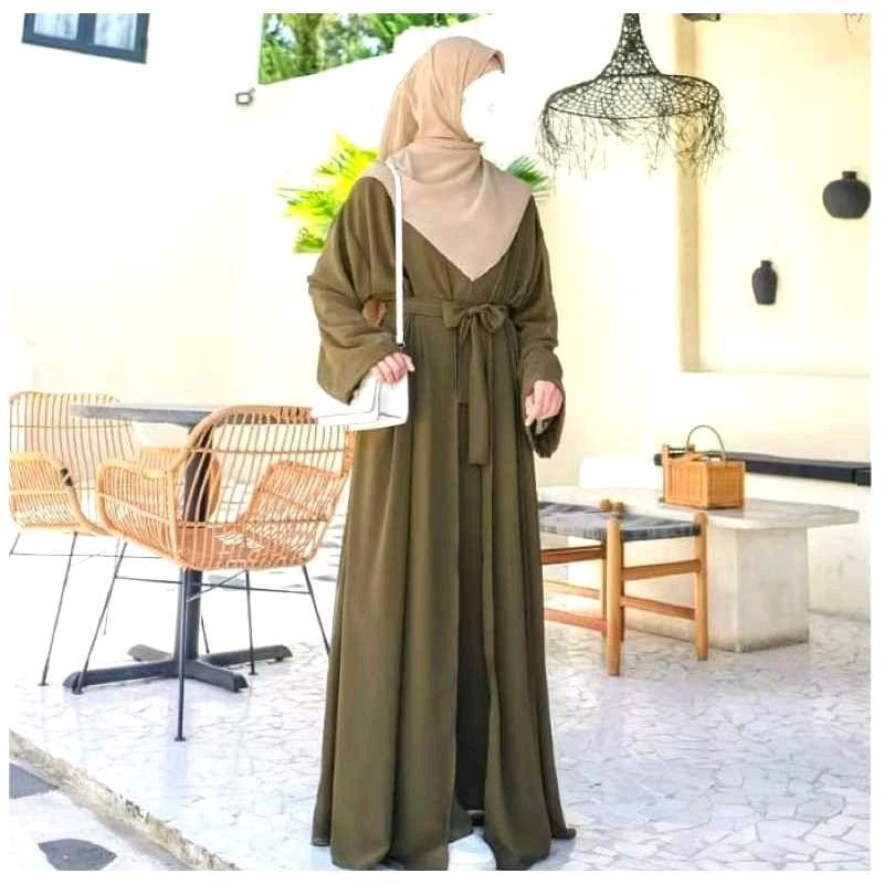 Product Introduction of Set Gamis Salwa Abaya 2in1 Gamis Dan Outer Bahan Ceruty Babydoll Gamis Muslimah Terbaru Kekinian By You Glow Fashion 17
