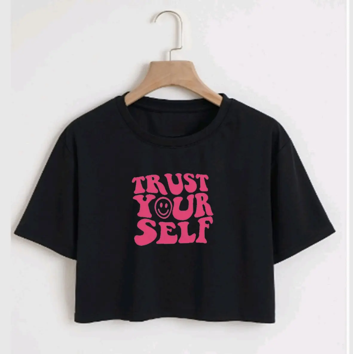 Baju atasan Trust your Love Crop top wanita remaja babyterry anak cewek ALLSIZE