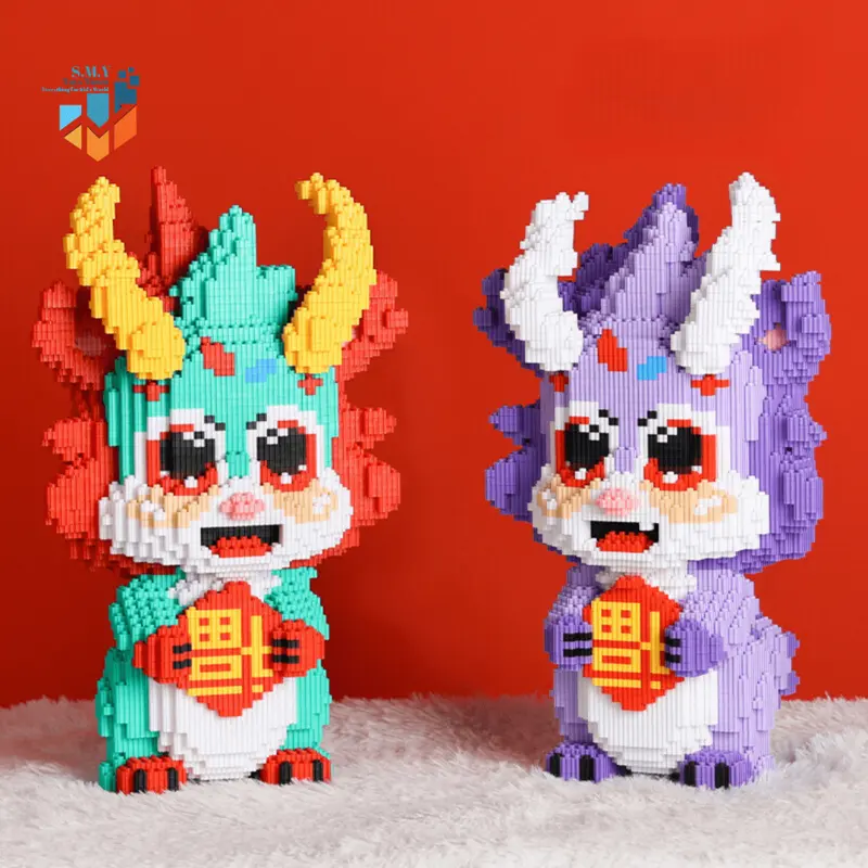 Nano Blocks CNY New Year Edition Medium 3D Model, Mainan Blok Susun, Blok Konstruksi DIY, Dekorasi Hiasan Karakter Animasi, hadiah Kado Anak 0