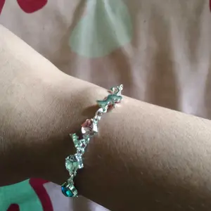 [Bluom] Gelang Logam Perak Desain Kucing Dan Bintang Batu Zirkon Warni Rantai Dapat Diatur Q304