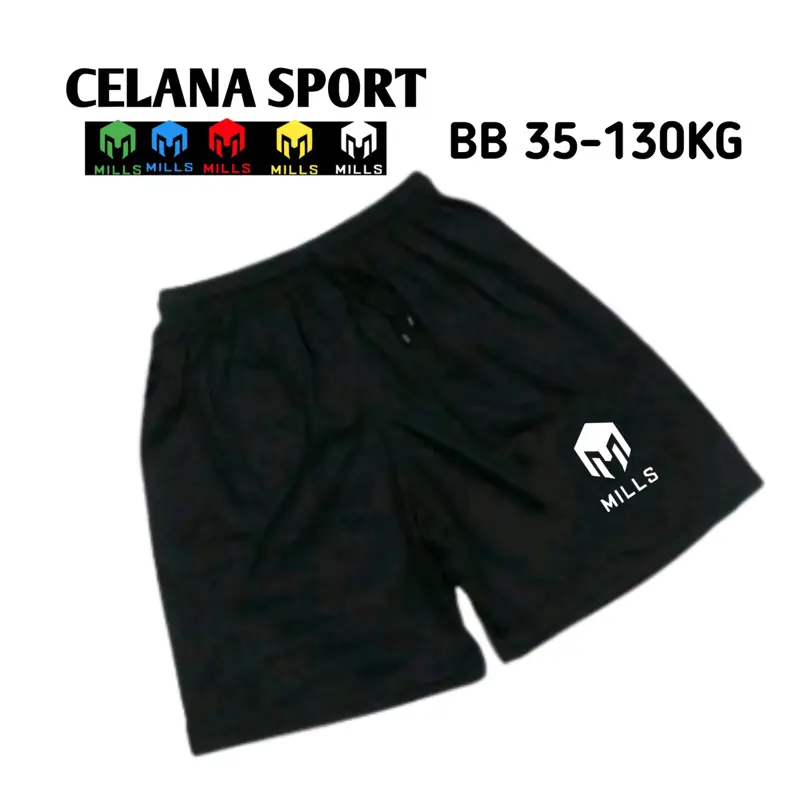 Celana sport mill logo warna jumbo pria wanita ada saku dan tali kolor santai olahraga lari futsal gym