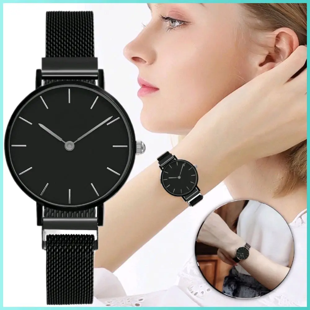 JAM + BOX Jam Tangan Wanita Rantai Magnet D FULLBLACK , jam tangan casual Watches Quartz