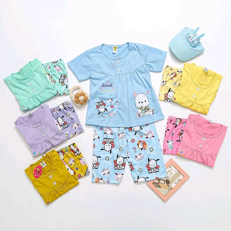 [KHUSUS LIVE]Paket Bundle 3 SET Baju Tidur Anak Perempuan Usia 1-7 Tahun (VNS203) Premium Motif Random Setelan Bayi Balita Fashion Nyaman Lengan Cotton 3