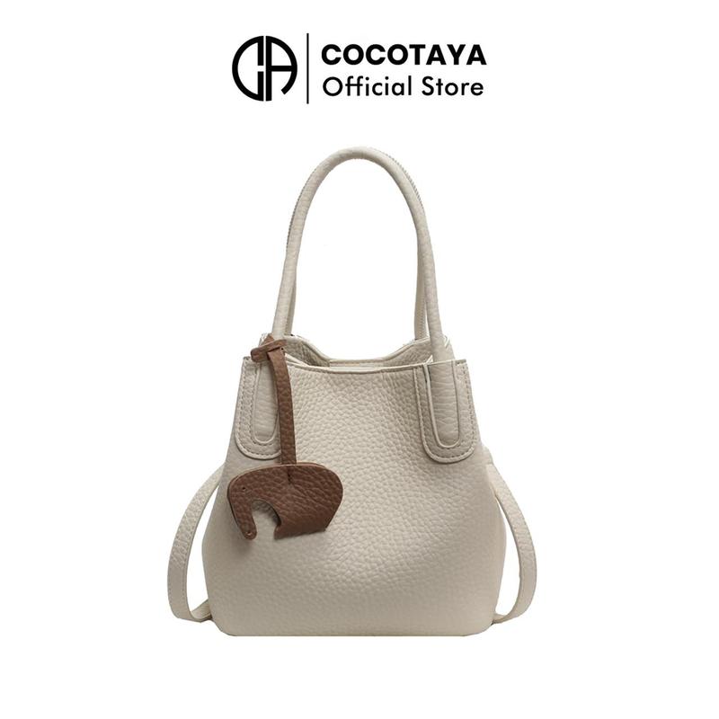 COCOTAYA  Clearance goods Túi Xách Nữ, Da PU Màu Trơn Thanh Lịch, Chất Lượng Cao, Có Thể Gập Lại, Túi Đeo Vai Thời Trang, Với 1 Mặt Dây Chuyền
