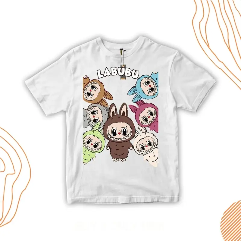 Kaos Anak Unisex Gambar Boneka Colorfull 30S 1 - 10 Tahun Combed Cotton Kids Cewek Cowok labubu Perempuan kaos  anak kaos  labuh Katun Laki-Laki Anak-Anak Fashion Pakaian Pakaian Fashion Pakaian Pakaian 4