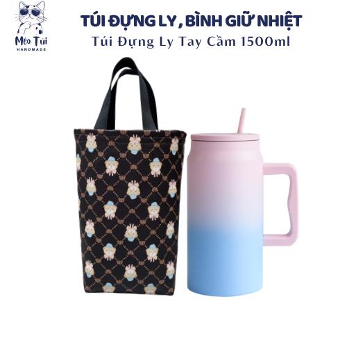 Túi Vải 2 Lớp Đựng Bình Giữ Nhiệt Snoopy 1500ml - Hàng May Đo thủ Công