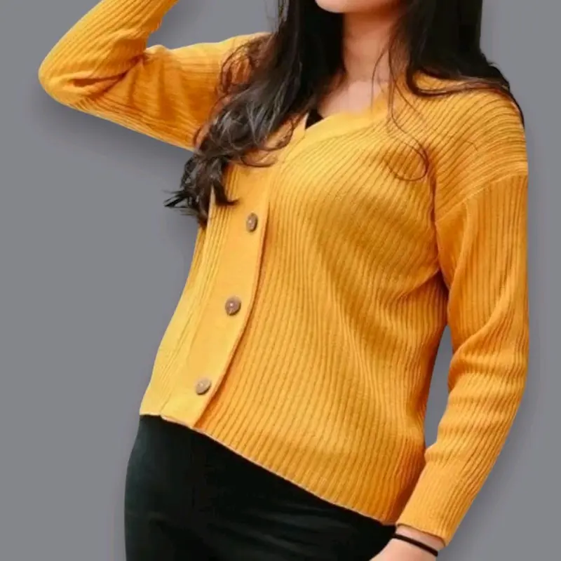 Cardigan Crop Knitwear Atasan Wanita Pakaian Rajut Kancing Nyaman 4