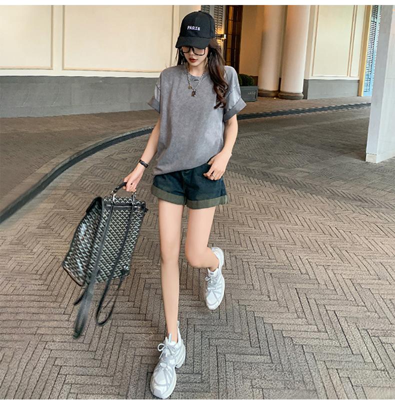 Product Introduction of Summer fashion unisex solid color versatile pure cotton short sleeved T-shirt 18