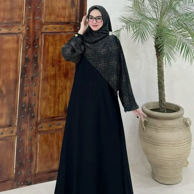 Azra Flower Set hijab by Velino collection Dress Muslim Setelan 2