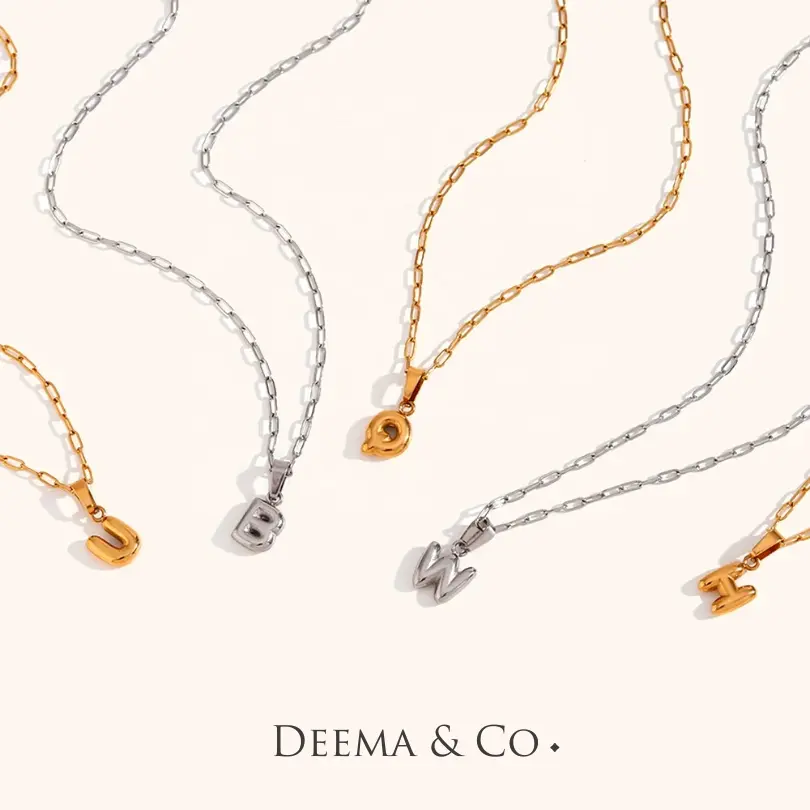 Deema & Co - Alfabeto Balloon Necklace (2 colours - Tarnish Free) (please check alphabet availability prior placing order) hypoallergenic jewelry jewellery singapore