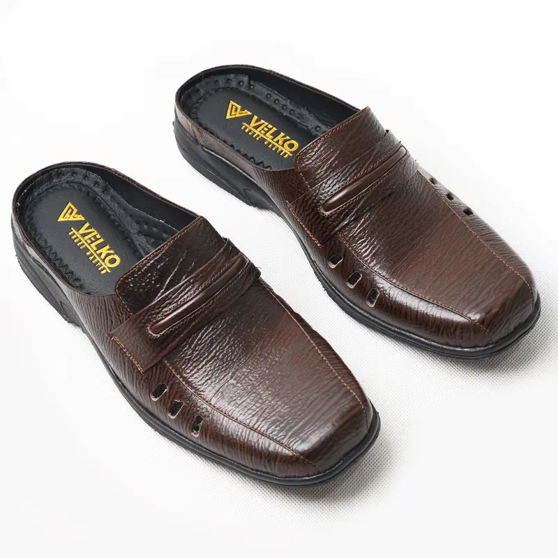 Sepatu Slop Pria Bustong Sepatu Sandal Kulit Sapi Asli Original Velko SLB - 05 sepatu sandal kulit asli Shoes 4