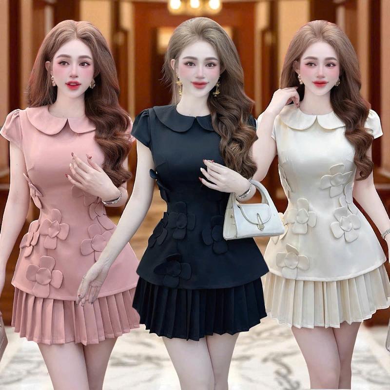 Set áo váy CRAZYTEEN S6431 gồm áo peplum và chân váy để đi chơi ( Áo kiểu/ Chân váy ) Set đồ nữ đẹp