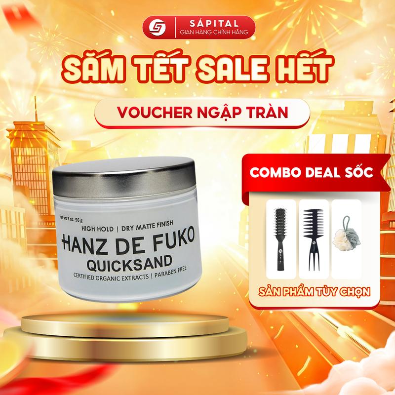 Sáp vuốt tóc Hanz De Fuko Quicksand - Sản phẩm chăm sóc tóc tạo kiểu tóc thấm hút mồ hôi phù hợp dành cho tóc mỏng - Tặng kèm lược bán nguyệt Chaoba