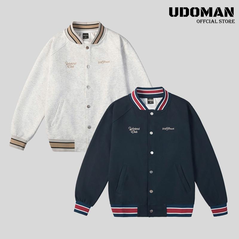 DEAL MỞ BÁN Áo Bomber nam nữ UDOMAN xanh lá phối thêu thời trang đơn giản ANN.09