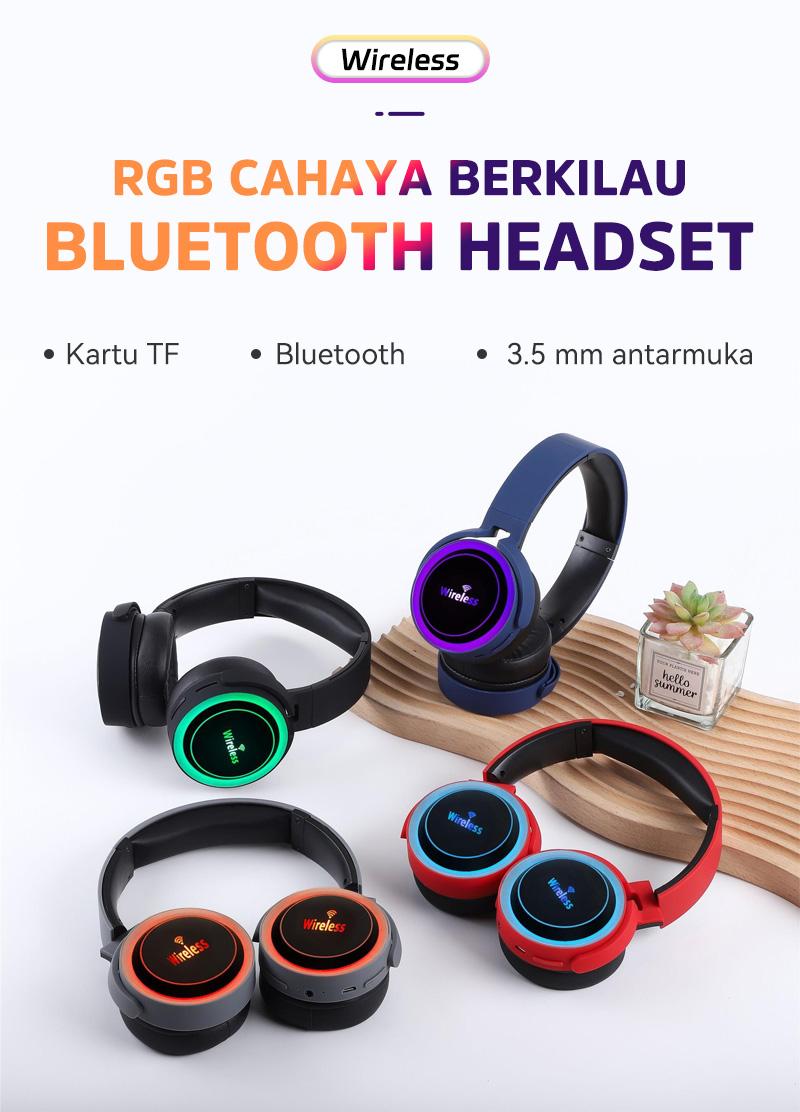 Headphone Bluetooth nirkabel over-ear dengan masa pakai baterai yang sangat lama dan peredam bising, kompatibel dengan ponsel