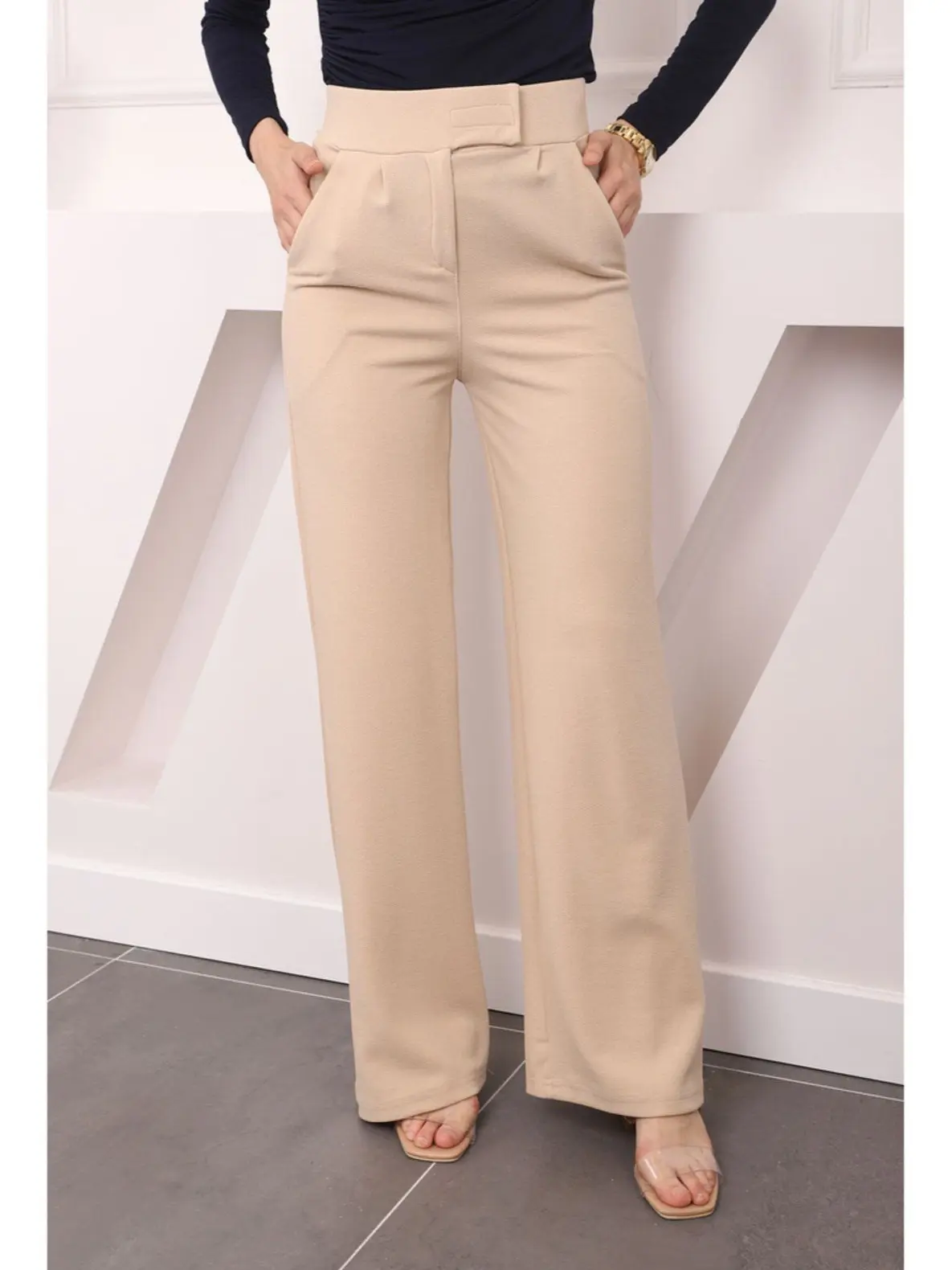 ELZYO - Loose Pants Scuba - Celana Anti Kusut - Celana Kulot Wanita Highwaist