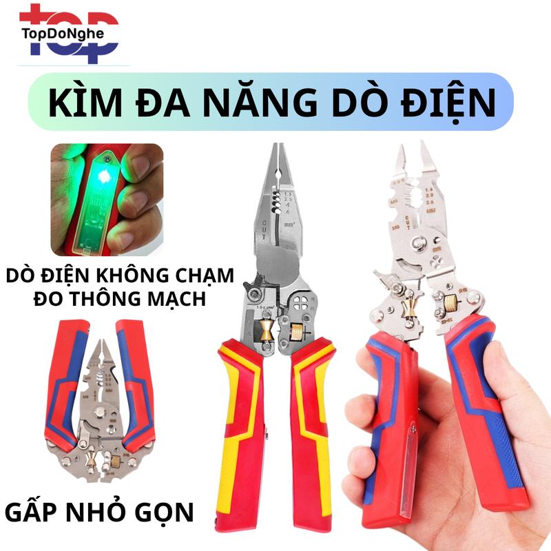  kìm đa năng dò điện không chạm – cắt dây tước dây xoắn dây bấm cos kiểm tra điện bút thử điện – dụng cụ kềm sửa chữa chuyên dụng cho thợ điện 