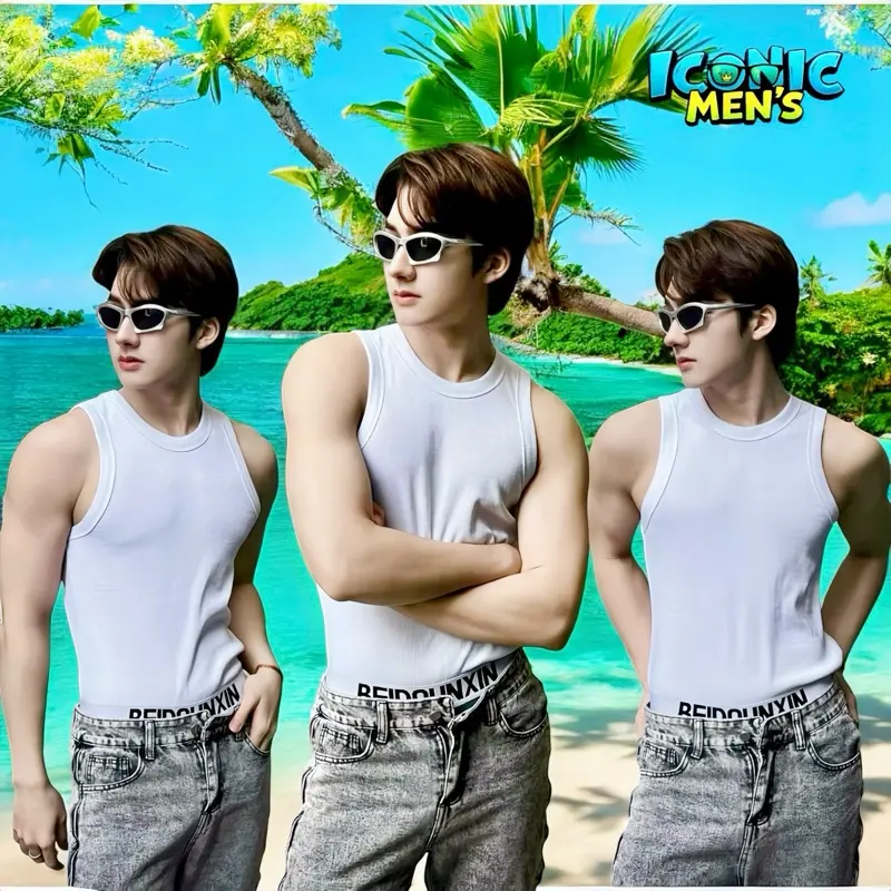 Áo thun nam sát nách vải bo gân [Mã 08] Menswear Cổ Tròn 1