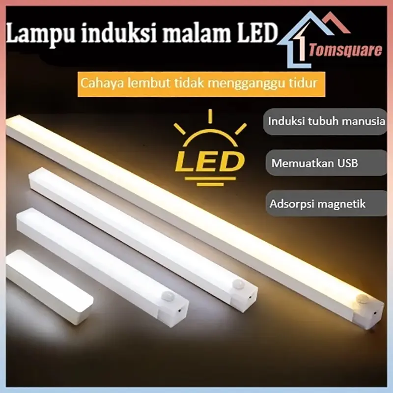 Lampu dinding LED Lampu Belajar Lampu Samping Tempat Tidur Portabel lampu Sensor Nirkabel Magnetik Lampu Sensor Gerak Otomatis Plastik Putih
