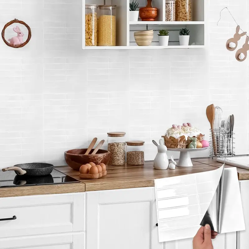 3D Mosaic Pattern Self-adhesive Wallpaper, Waterproof & Mildew-proof Decorative Wall Sticker for Foldable Shopping Trolley, Wall Paper for Kitchen, Bathroom, Living Room, Dining Room, Design, Home, Modern 2