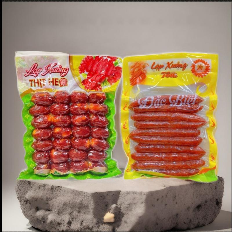 Compo 1kg Lạp Xưởng : 500g Lạp Xưởng Tôm và 500g lạp xưởng heo khô hồ lô trứng muối - 1kg 2 túi Ăn Vặt Food Chua combobanh trang banh chuchan