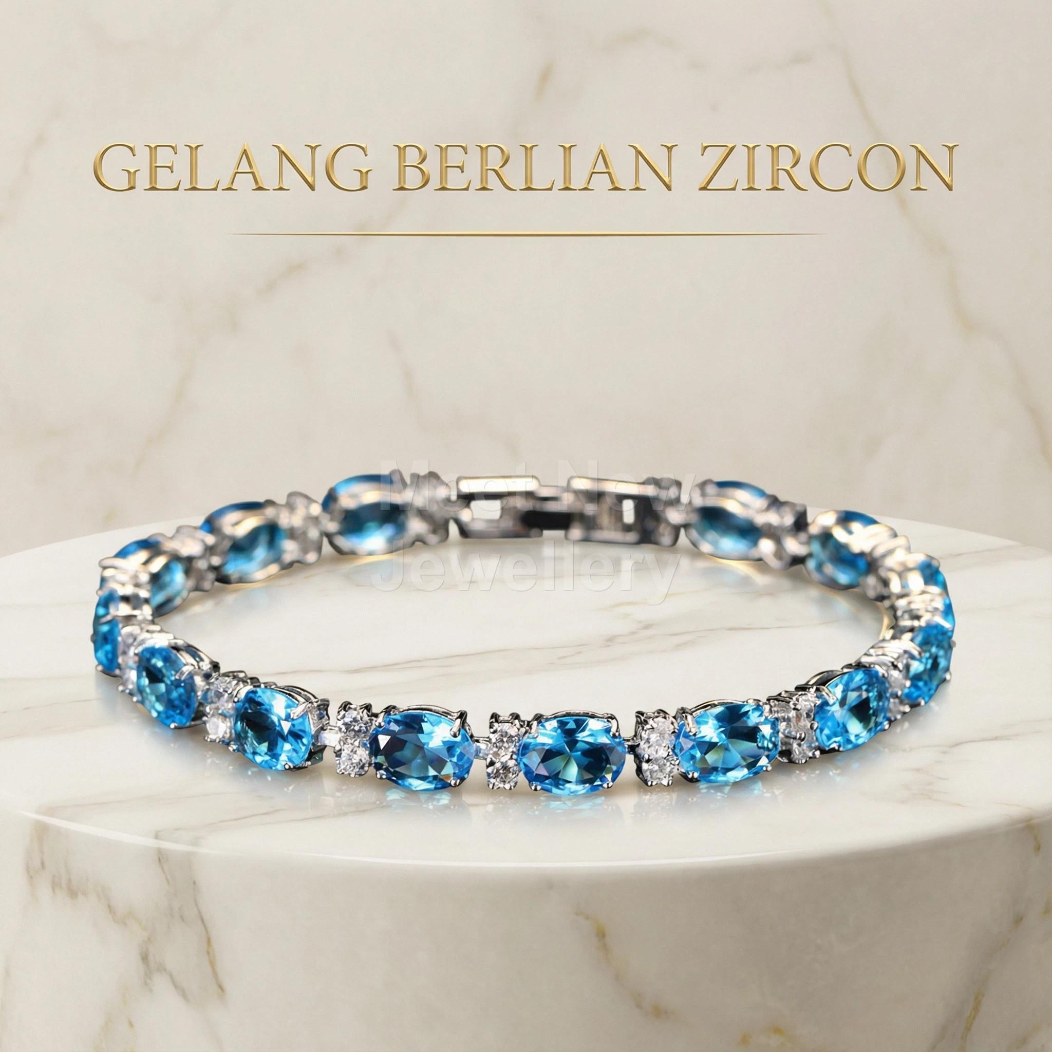 MNSG39 Aksesoris Musim Panas Gelang Zirkonia Berwarna Kristal Multiwarna Sederhana Perhiasan Elegan untuk Gaya Fashion