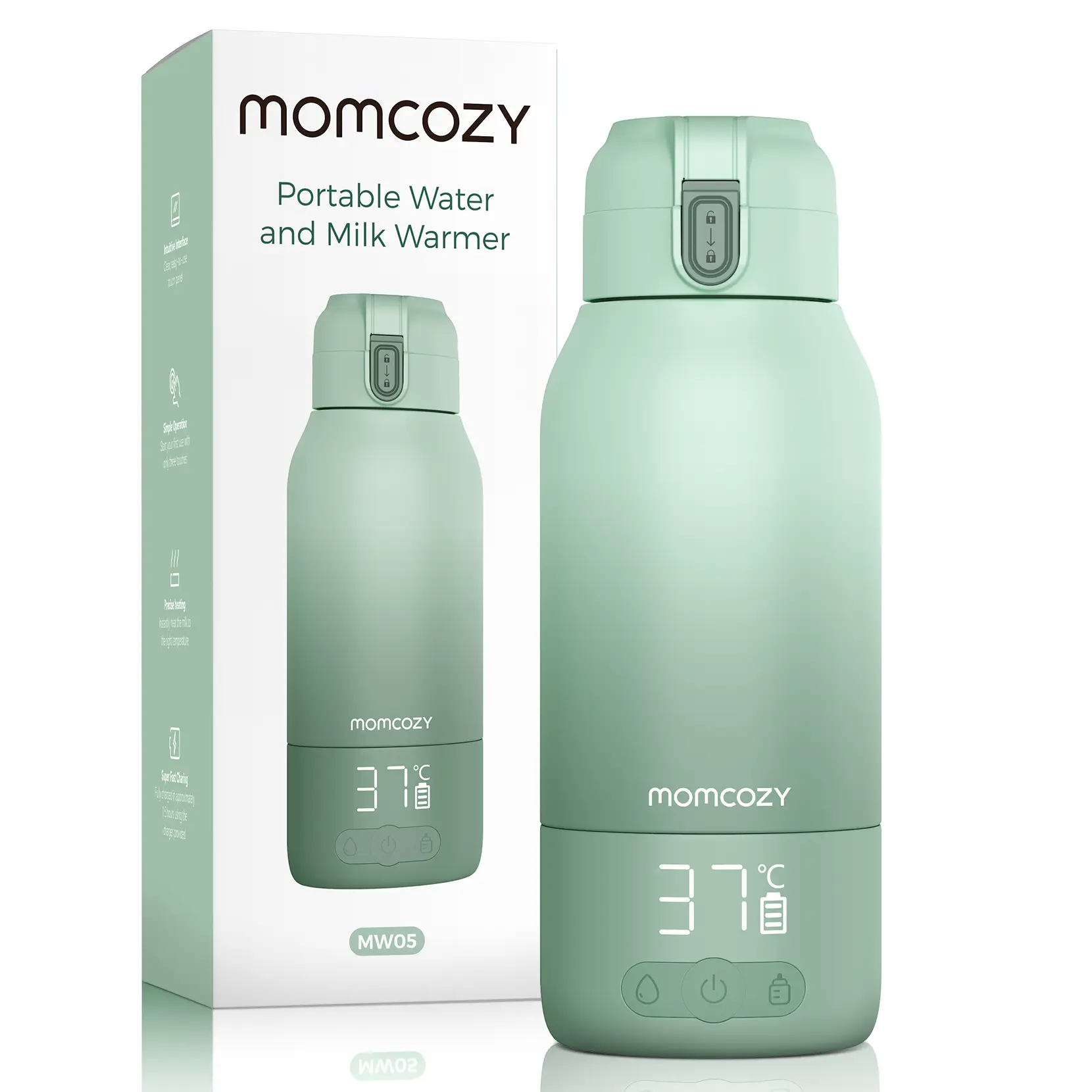 Momcozy Portable Bottle Warmer for Travel – Fast & Dual Heating for Breast Milk & Water, Long Battery Life, 17oz Large Capacity for All-Day Use