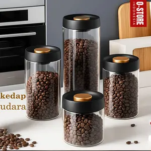 Toples Kaca Kedap Udara Toples Aesthetic Toples Kue Kering Wadah Penyimpanan Jar Kaca Bening Robusta