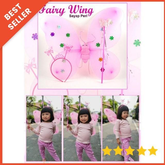 ZHAFIRA KIDS STORE - 1sett 4in1 SAYAP PERI KUPU KUPU LED SAYAP TONGKAT BANDO ROK TUTU / SAYAP PERI / FAIRY WING KOSTUM PESTA KARNAVAL PENTAS Aksesoris Fashion