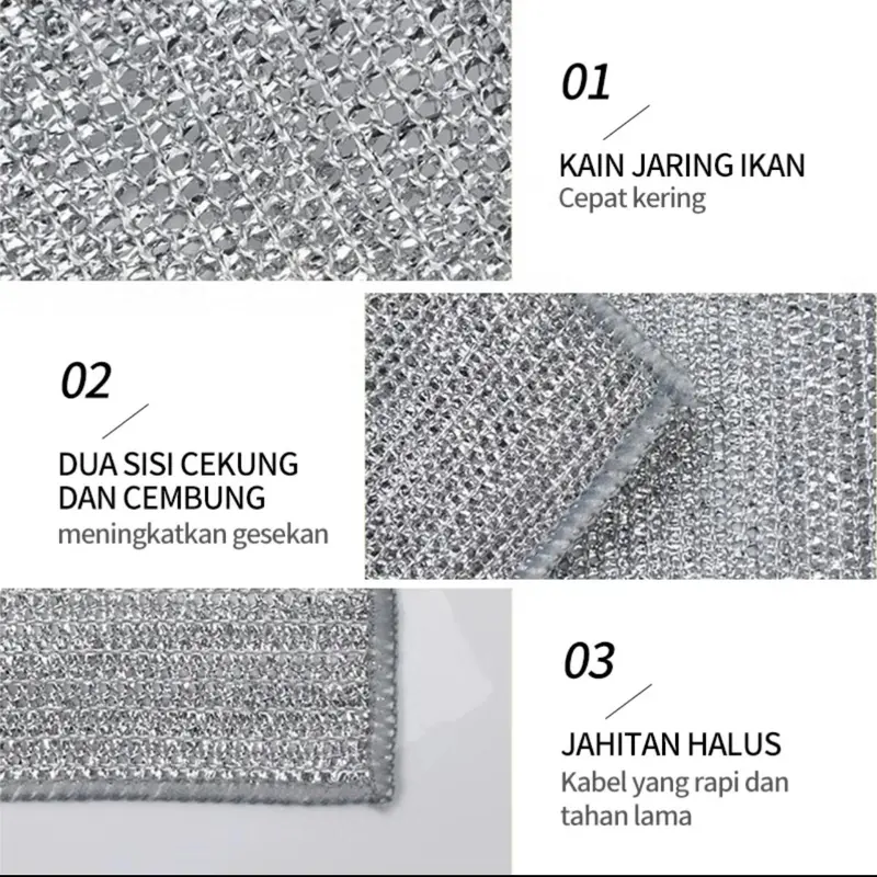 [BISA COD Kain Kawat] Lap Spons Halus / Lap Dapur Serbaguna Pembersih Piring Panci Sikat Kompor Serbet Kawat Spons Cuci Kuali Wajan 5