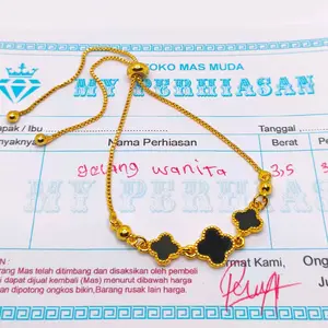 Best seller gelang tangan serut bunga clover emas muda 3,5gr ada surat