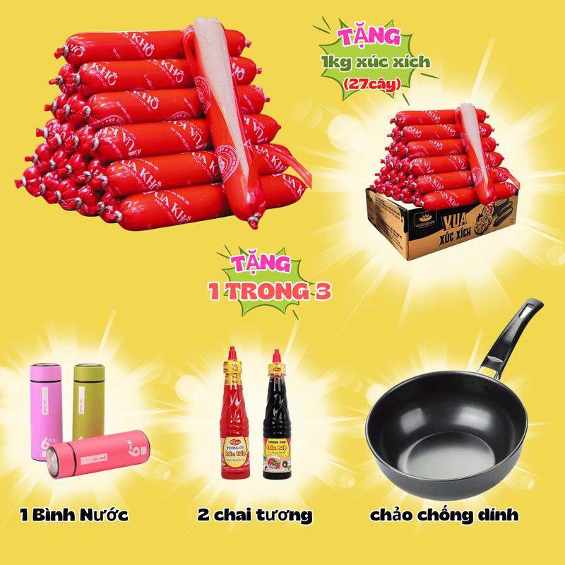   S35 MUA 1 TẶNG 2  MUA 1KG xúc xích ăn liền Vua Khô  SIZE 35gr cây = 27 cây kg  TẶNG 1KG xúc xích + 1 bình đựng nước - Đồ ăn vặt snack Food ăn liền Thức Ăn ăn liền xúc xích tiệt trùng đồ ăn nhẹ khô 