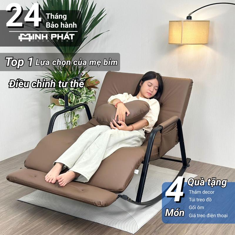 [MINH PHÁT] Ghế Bập Bênh Điều Chỉnh 5 Cấp Độ, Khung Thép Mạ Kẽm Sơn Tĩnh Điện, ghế lười, ghế đọc sách, ghế phòng ngủ, ghế thư giãn, ghế cho mẹ bầu