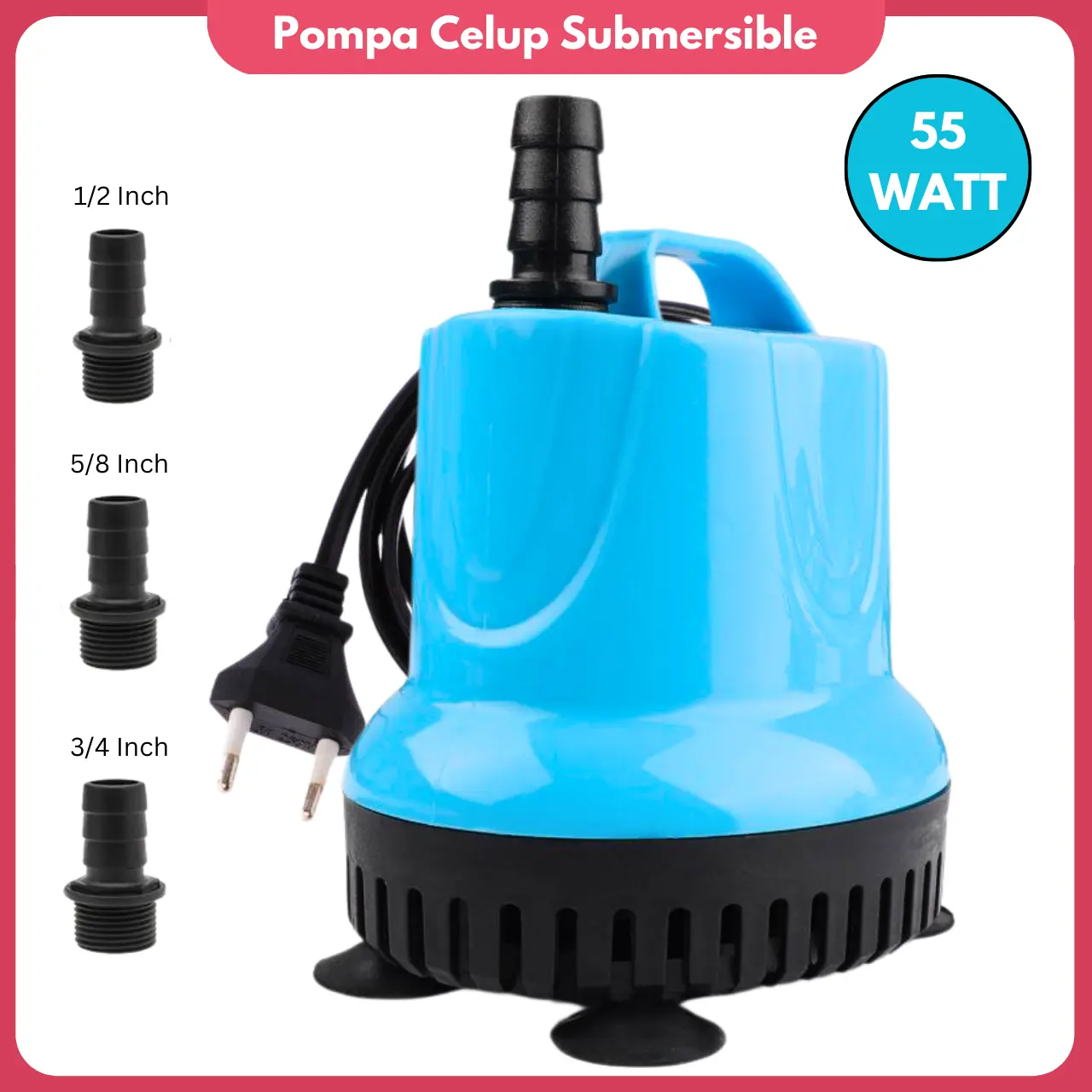 Pompa Celup 55 Watt Kuras Kolam Pompa Aerator Akuarium Mesin Air Mancur Mini Submersible Pump 55W