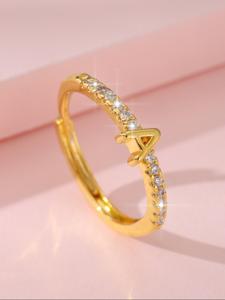 Anillos de moda de A-Z con 26 letras ajustables para hombres y mujeres, clásicos de cobre con circonia, anillo de dedo femenino, joyería de boda, regalo