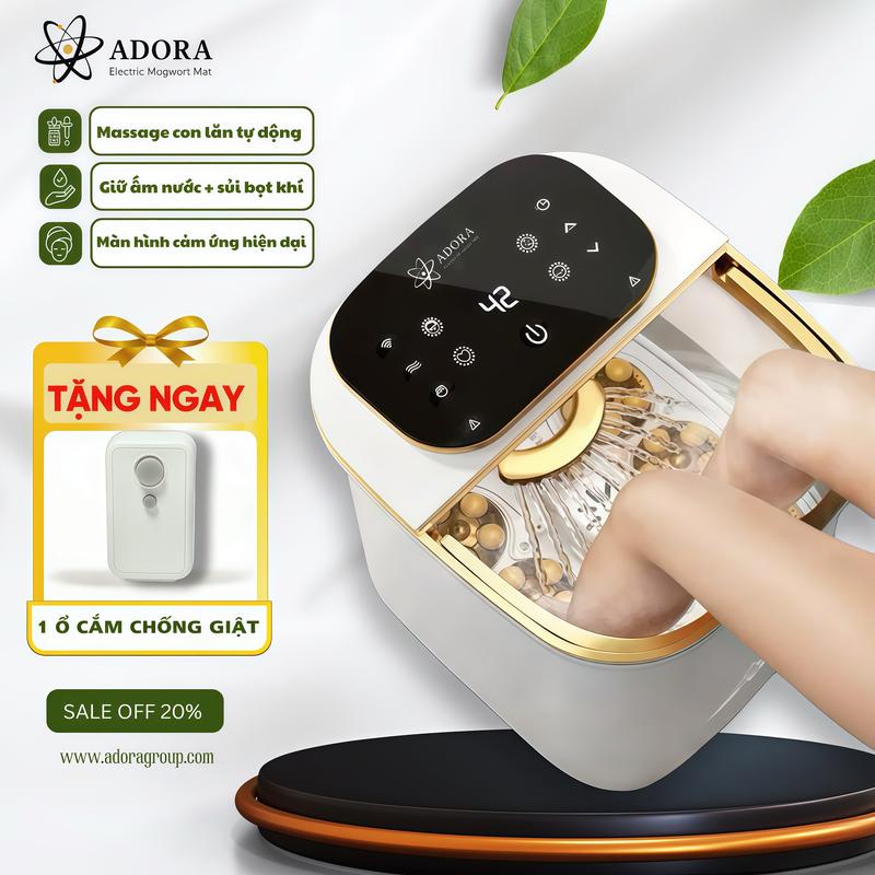 Chậu Ngâm Chân VÀNG Bồn Ngâm Chân ADORA Cao Cấp Massage Tự Động | Có Vòi Xịt Tia Nước và Sục Khí tự động - Tặng Kèm Ổ Cắm Chống Giật con lăn tự động massage di chuyển
