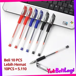 YBL COD Pena Gel 0.55mm Standard Pulpen tinta cair L13-R222 Alat Tulis Sekolah Kantor Pen Warna Warni Pena Ujung Lancip ATK Murah Plastik Hitam Biru Merah Stationery