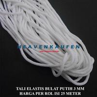 Gambar Elastis Bulat Empuk Curah Diameter 3 mm Warna Putih Harga Per Rol isi 25 Meter Untuk Karet Elastis Tali Masker Dll - putih dari Heaven Kaufen Kota Malang 1 Tokopedia
